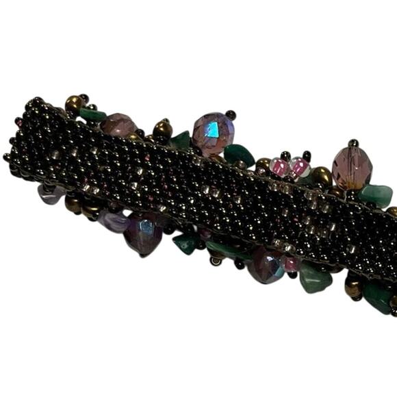 Colorful Beaded Wrap Magnetic Spray Bracelet Seed Beads Stone Purple Green Blue - Picture 5 of 10